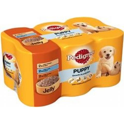 Pedigree Puppy Dog Food Tins Mixed Selection in Jelly 6x400g Wagtail