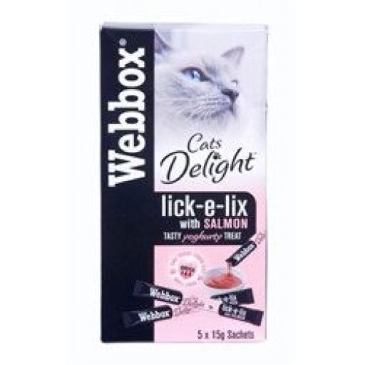 box Cats Delight Lickelix Cat Treats Salmon 5x15g Wagtail Pet Supplies