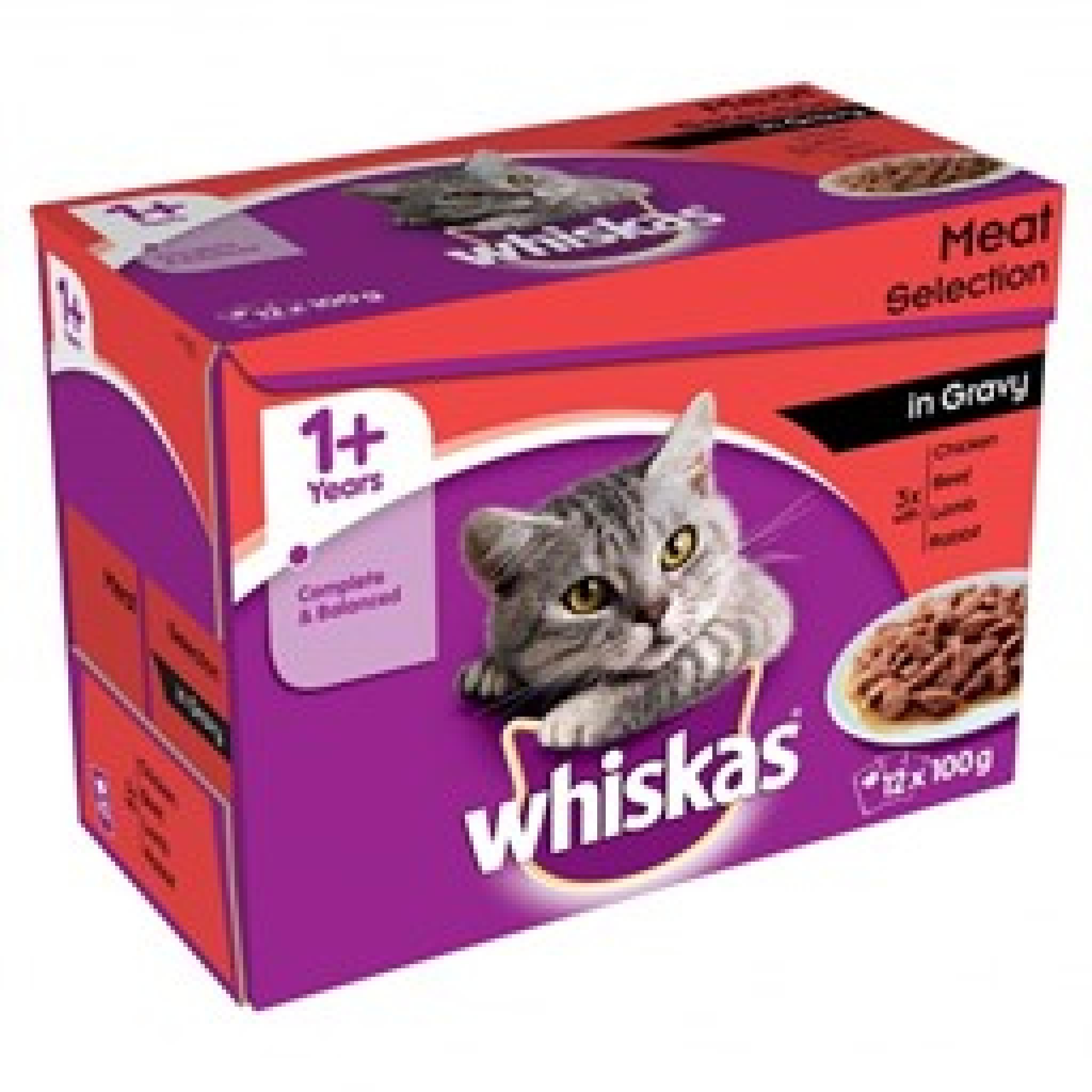 Whiskas 1+ Meaty Selection In Gravy Pouch 12 x 100g Wagtail Pet Supplies