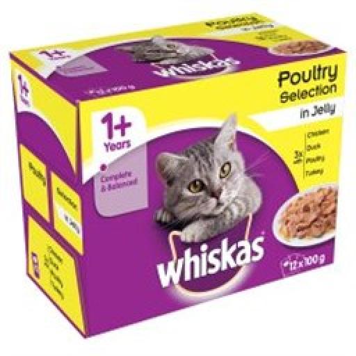 Whiskas 1+ Poultry Selection In Jelly Pouch 12 x 100g (256 x 256).jpg